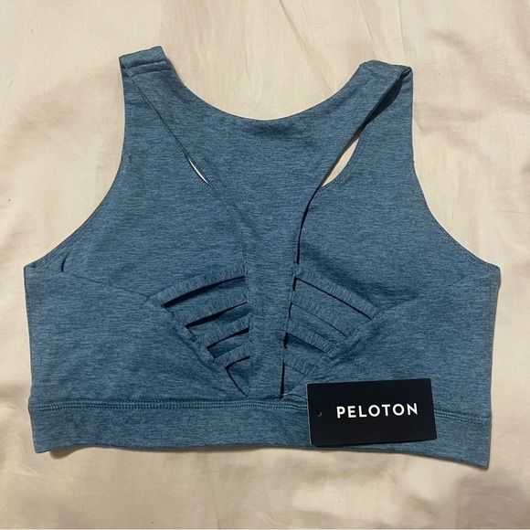 Peloton Heathered Strappy Teal Sports Bra NWT Size M - Picture 4 of 6